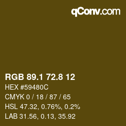 Color code: RGB 89.1 72.8 12 | qconv.com