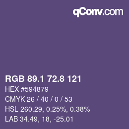 Color code: RGB 89.1 72.8 121 | qconv.com