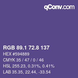 Color code: RGB 89.1 72.8 137 | qconv.com