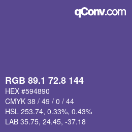 カラーコード: RGB 89.1 72.8 144 | qconv.com