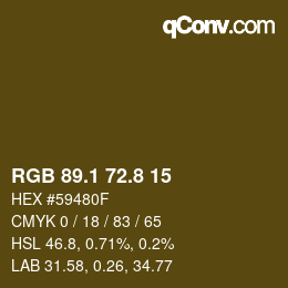Color code: RGB 89.1 72.8 15 | qconv.com