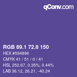 カラーコード: RGB 89.1 72.8 150 | qconv.com