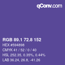 カラーコード: RGB 89.1 72.8 152 | qconv.com