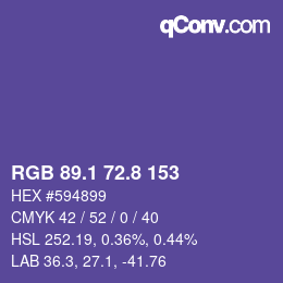 カラーコード: RGB 89.1 72.8 153 | qconv.com
