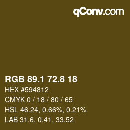 カラーコード: RGB 89.1 72.8 18 | qconv.com