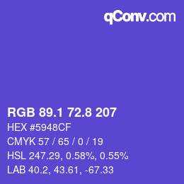 カラーコード: RGB 89.1 72.8 207 | qconv.com