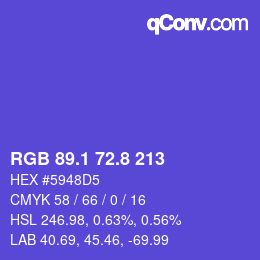 カラーコード: RGB 89.1 72.8 213 | qconv.com