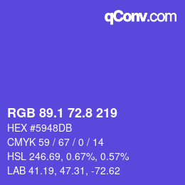 カラーコード: RGB 89.1 72.8 219 | qconv.com