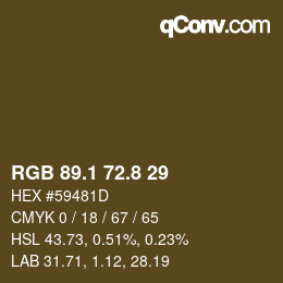 Color code: RGB 89.1 72.8 29 | qconv.com
