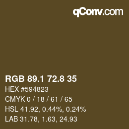 Color code: RGB 89.1 72.8 35 | qconv.com