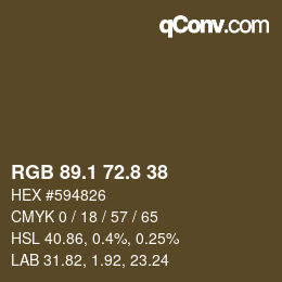 Color code: RGB 89.1 72.8 38 | qconv.com