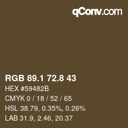 Color code: RGB 89.1 72.8 43 | qconv.com