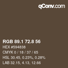 Color code: RGB 89.1 72.8 56 | qconv.com