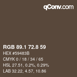 Color code: RGB 89.1 72.8 59 | qconv.com