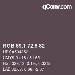 Color code: RGB 89.1 72.8 82 | qconv.com