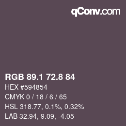 Color code: RGB 89.1 72.8 84 | qconv.com