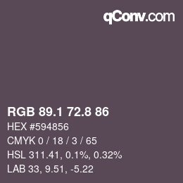 Color code: RGB 89.1 72.8 86 | qconv.com