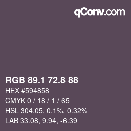Farbcode: RGB 89.1 72.8 88 | qconv.com