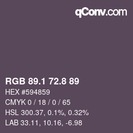 Color code: RGB 89.1 72.8 89 | qconv.com