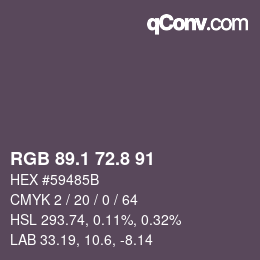 Color code: RGB 89.1 72.8 91 | qconv.com