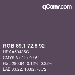Color code: RGB 89.1 72.8 92 | qconv.com