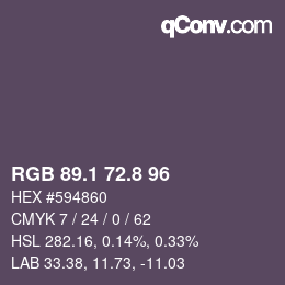 Color code: RGB 89.1 72.8 96 | qconv.com
