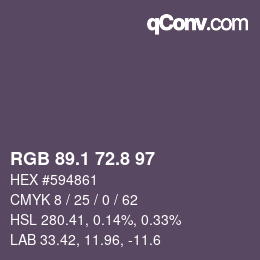 カラーコード: RGB 89.1 72.8 97 | qconv.com