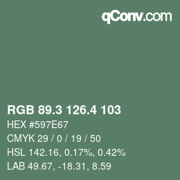 カラーコード: RGB 89.3 126.4 103 | qconv.com