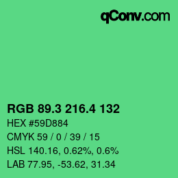 カラーコード: RGB 89.3 216.4 132 | qconv.com
