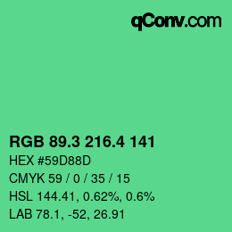 カラーコード: RGB 89.3 216.4 141 | qconv.com