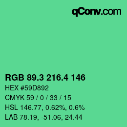 カラーコード: RGB 89.3 216.4 146 | qconv.com