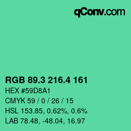 カラーコード: RGB 89.3 216.4 161 | qconv.com