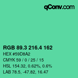 カラーコード: RGB 89.3 216.4 162 | qconv.com