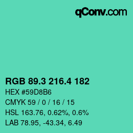 カラーコード: RGB 89.3 216.4 182 | qconv.com