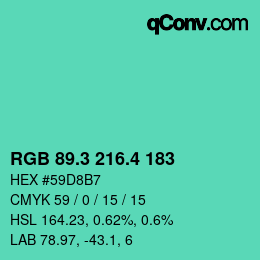 カラーコード: RGB 89.3 216.4 183 | qconv.com