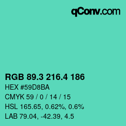 カラーコード: RGB 89.3 216.4 186 | qconv.com