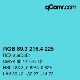 カラーコード: RGB 89.3 216.4 225 | qconv.com