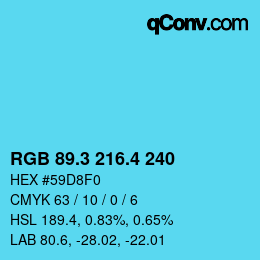 カラーコード: RGB 89.3 216.4 240 | qconv.com