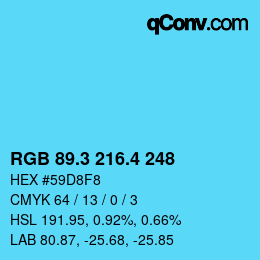 カラーコード: RGB 89.3 216.4 248 | qconv.com