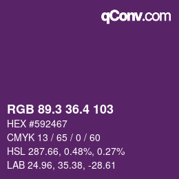 カラーコード: RGB 89.3 36.4 103 | qconv.com