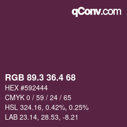 カラーコード: RGB 89.3 36.4 68 | qconv.com