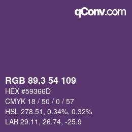 カラーコード: RGB 89.3 54 109 | qconv.com