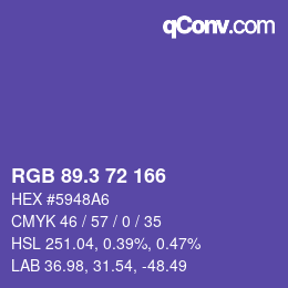 カラーコード: RGB 89.3 72 166 | qconv.com