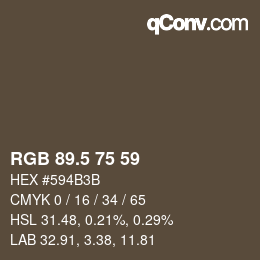 カラーコード: RGB 89.5 75 59 | qconv.com