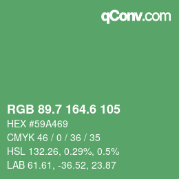 カラーコード: RGB 89.7 164.6 105 | qconv.com