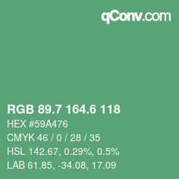 カラーコード: RGB 89.7 164.6 118 | qconv.com