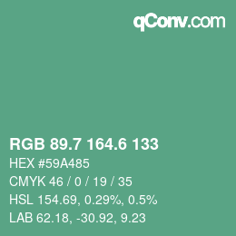 カラーコード: RGB 89.7 164.6 133 | qconv.com