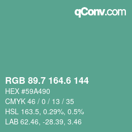 カラーコード: RGB 89.7 164.6 144 | qconv.com