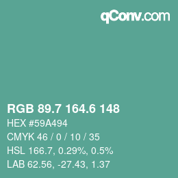 カラーコード: RGB 89.7 164.6 148 | qconv.com