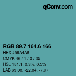 カラーコード: RGB 89.7 164.6 166 | qconv.com